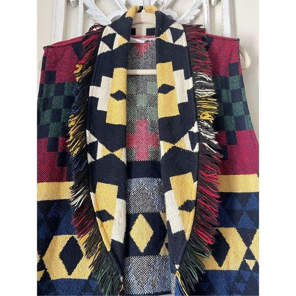 S4 Vintage Native American Tribal Print Cardigan Sweater Vest‎ 100% Cotton - Picture 6 of 6